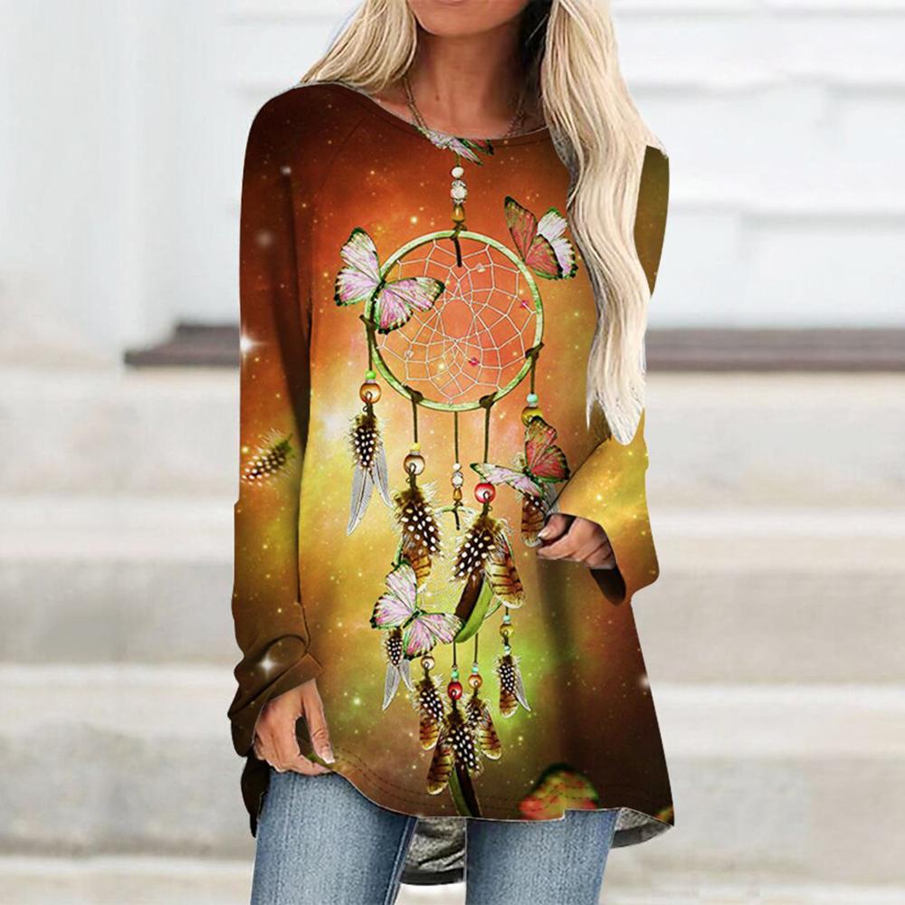 Women'S Top Butterfly Print Sweatshirt Casual Activity Painting Streetwear Crew Neck Long Sleeve Weekend Basic T-Shirt