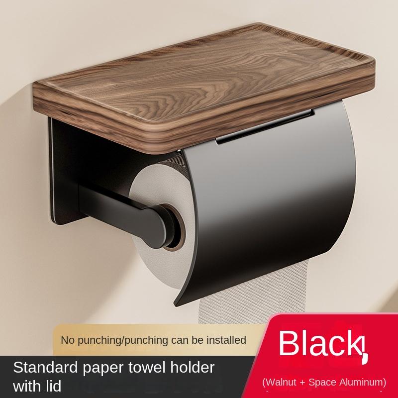 Walnut Bathroom Toilet Paper Holder Without Punching Toilet Solid Wood Tissue Box Tissue Holder Storage Rack