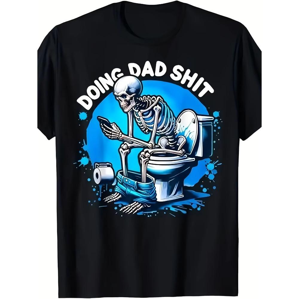 Skull Print  T-Shirt for Men - Lightweight, Casual Crew Neck Tee with Short Sleeves, Funny Print, Suitable for Casual Wear