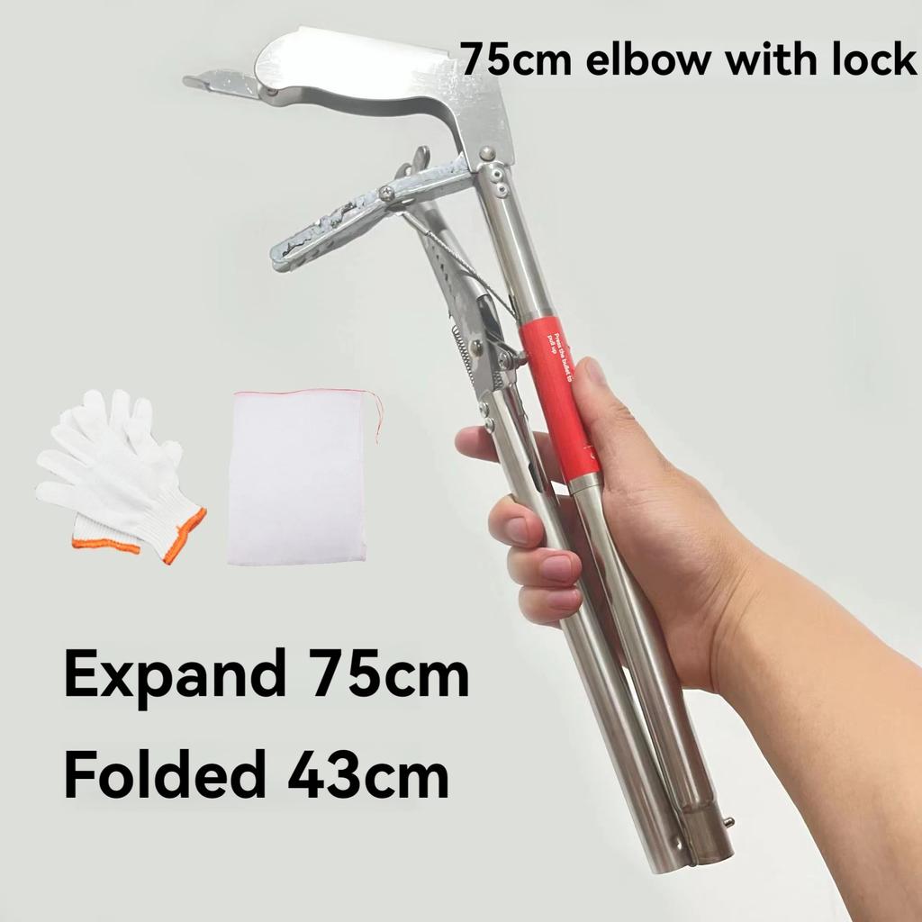 Stainless Steel Snake Tongs Two Types Head Foldable Reptile Grabber Tool Snake Hook Catcher Catcher Tool for Outdoor