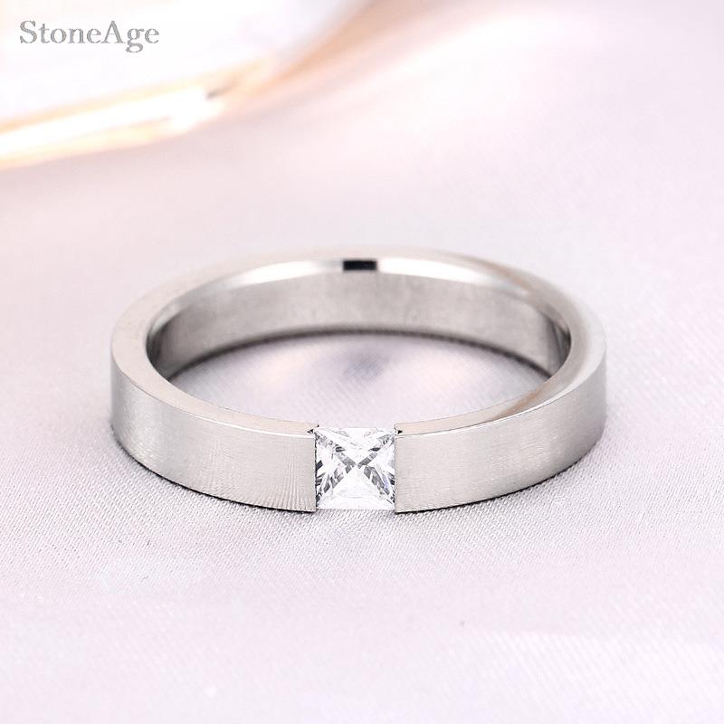 All Size 4mm Frosted Surface Simple Titanium Steel Rings for Unisex Men Women CopperColor CZ Engagement Ring Jewelry KBR180