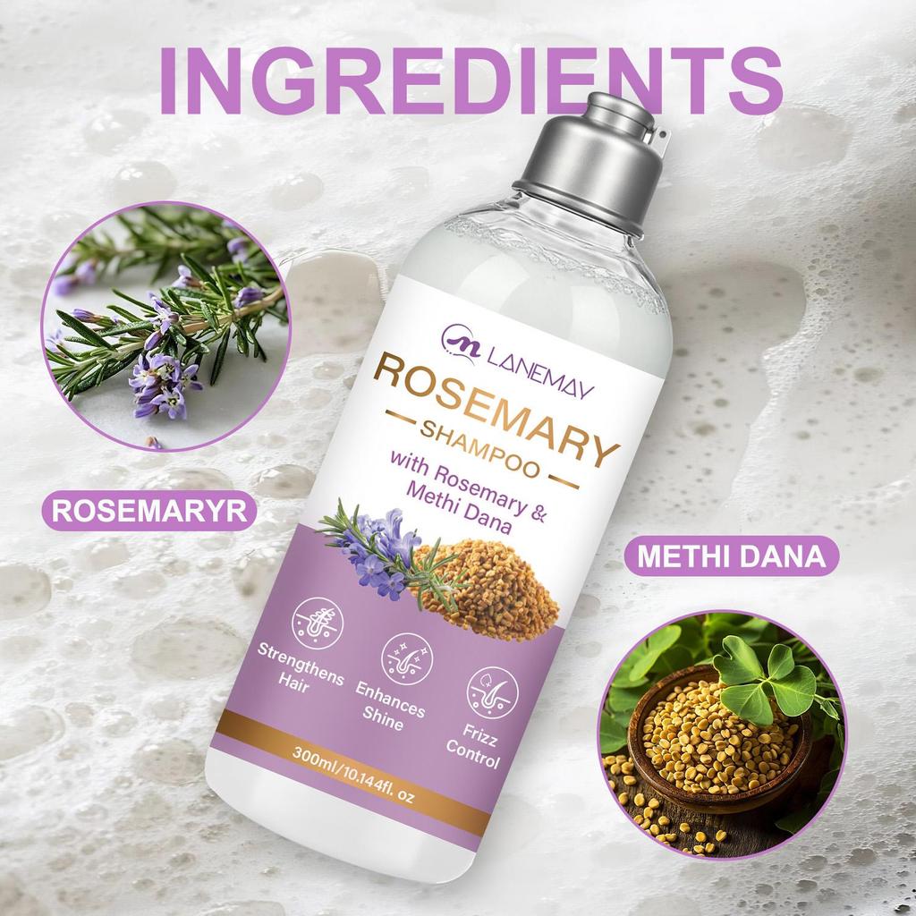 ROSEMARY SHAMPOO-Strengthens Hair-Enhances Shine-Nourishes Lock-Suitable for all Hair Types, 300ml