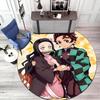 Classic Japanese-style Cartoon Demon Slayer Round Rug, Home Soft Decorative Anti-slip Yoga Mat and Chair Mat, Outdoor Floor Mat Carpet K13
