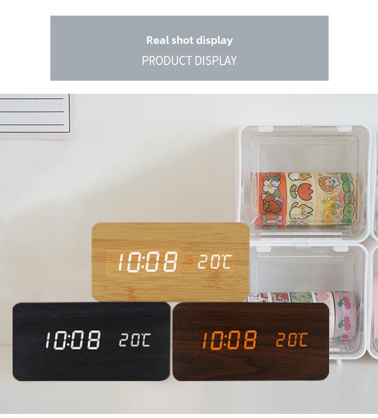 Silent LED Retro Wooden Alarm Clock - Creative and Luminous for Bedroom or Living Room