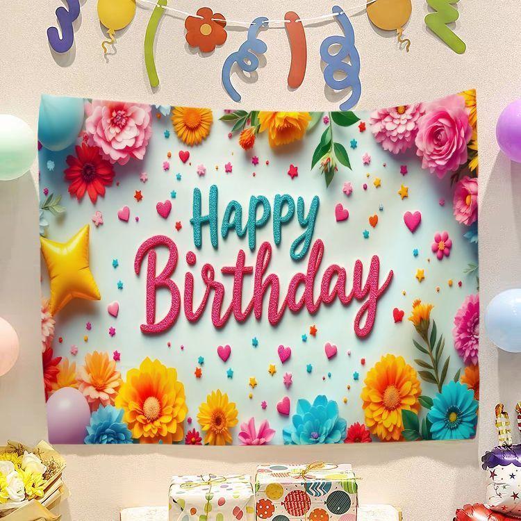 Birthday Happy Banner  Photography Background Cloth  Children's Party Decorative Wall Hanging Cloth