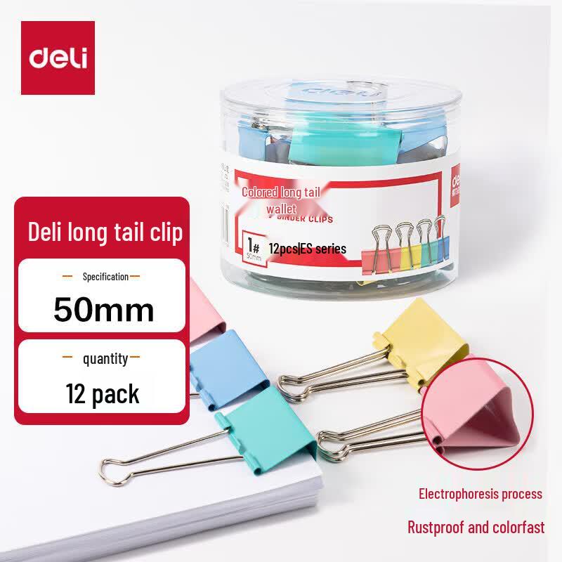 Deli 50mm Colorful Binder Clips