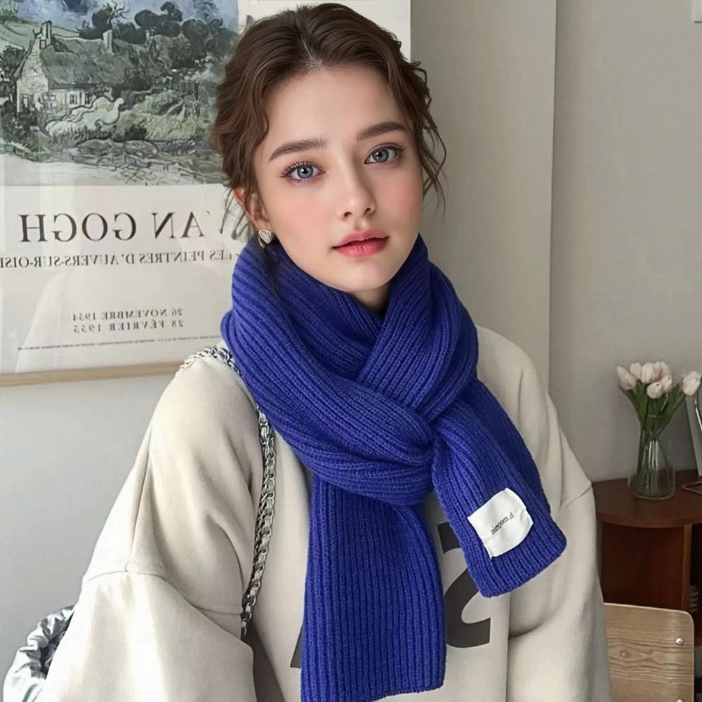 Autumn Winter Women Knitted Wool Scarf Fashionable Solid Color Warm White Ring Scarf Christmas And New  Gifts For Men Girls