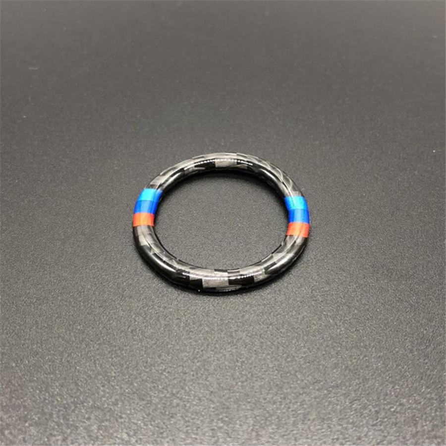 Kryt tlačítka Start Stop motoru z uhlíkových vláken M pruh logo Emblém Samolepky na klíček zapalování