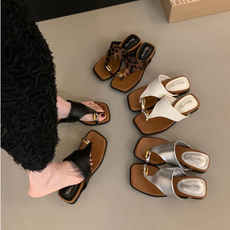 Fashion Bailamos 2025 Summer Women Slipper Ladies Slip On Flip Flop Low Wedge Heel Outdoor Dress Slides Beach Shoes Mujer