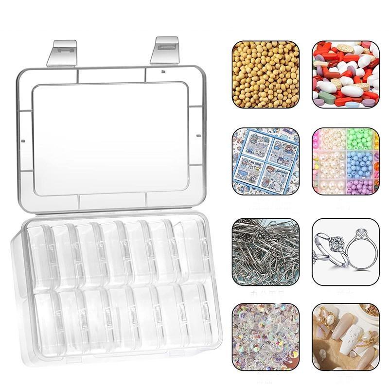 14Pcs/Set Mini Transparent Plastic Box Beads Jewelry Accessories Square Storage Case