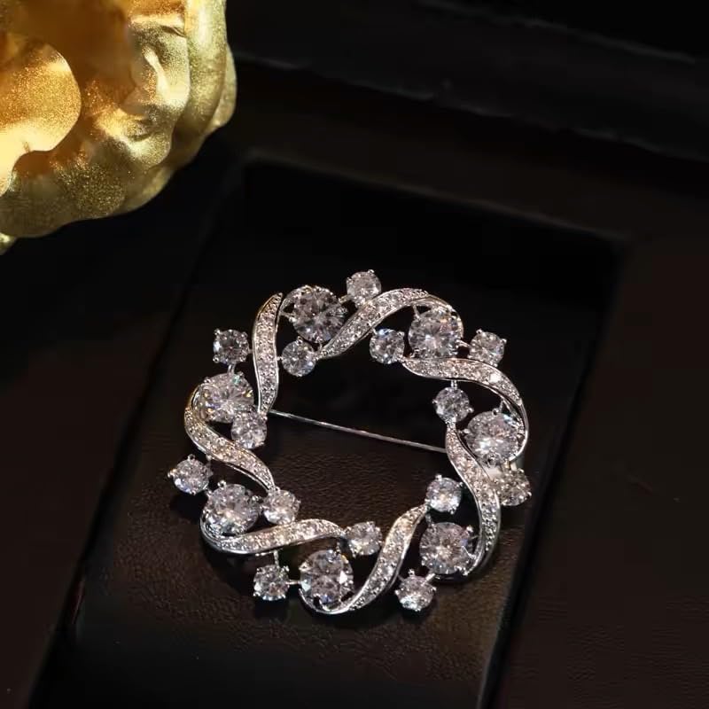 Zircon Ribbon Flower Cubic Zirconia Diamond Flower Stylish Chest Gift for Women and Mothers On Entrance Brooch, Corsage, Decoration, Ceremonies,