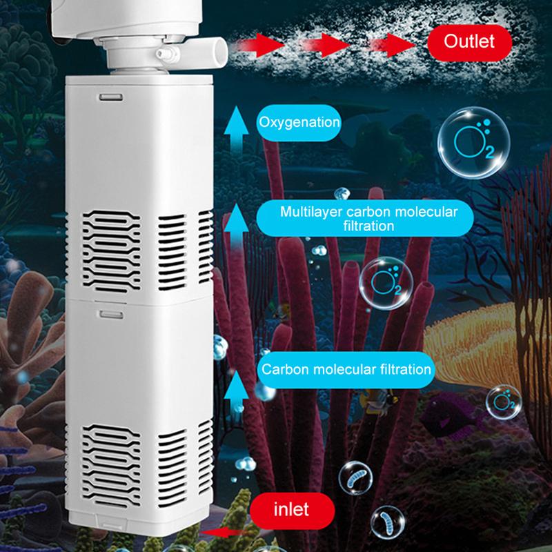 5 In 1 Aquarium Filter Pump Fish Tank Submersible Air Oxygen Aerator Aquarium Air Pump Water Circulation Changer Pump Wave Maker