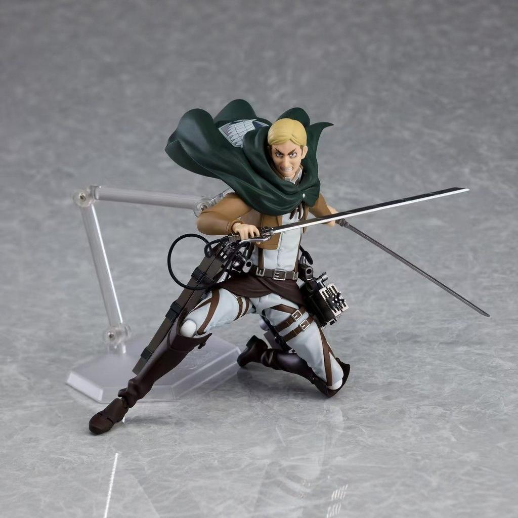 Figma 446 Erwin Smith Action Figure Anime Attack On Titan With Maneuver Gear Posable Model Desktop Ornament Gift For Boy Fans