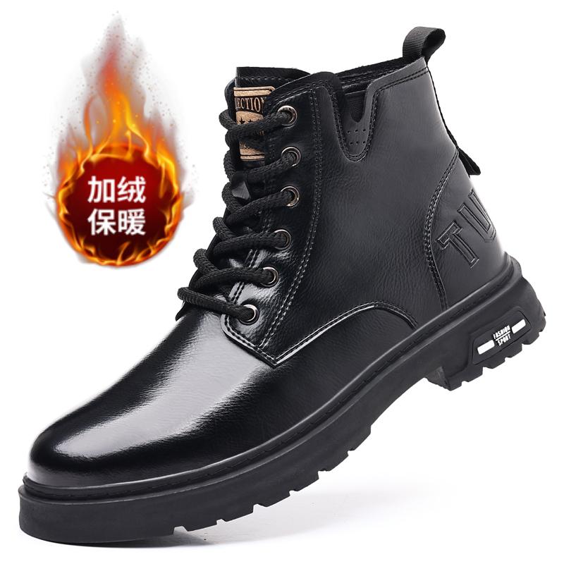 

Британский стиль Толстая подошва ручной работы ретро зимние мужские высокие сапоги на платформе каблук сапоги роскошные коровья кожа толстый каблук теплые сапоги 44