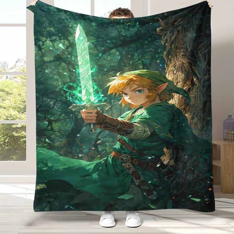 Retro Z-Zelda Cartoon Link Games Flannel Blanket,Ultra Soft Warm Plush Throw for Home Bedroom Bed Sofa Cover Camping Picnic kid