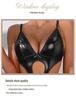 European & American Patent Leather Chain Hollow Bodysuit - Sexy Lingerie Set