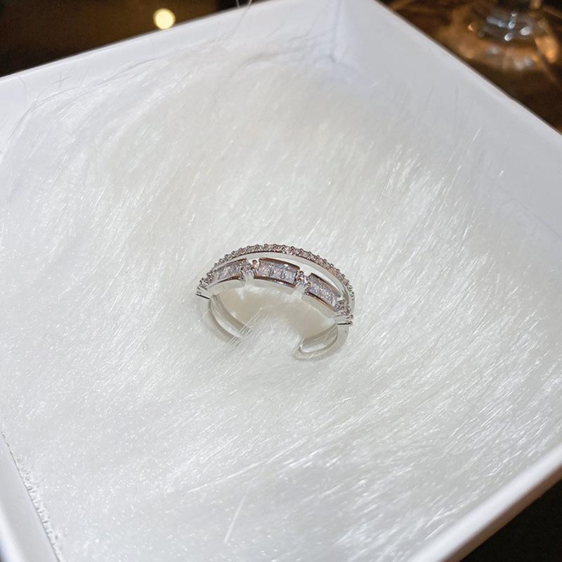 18K Gold Plated Pearl & Diamond Open Ring: High-End Fashion Jewelry for Women