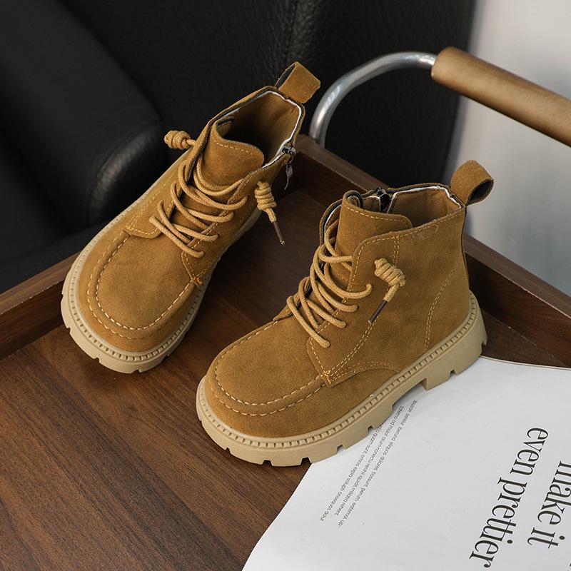 Spring Autumn Kids Shoes Boots for Girl Solid Color Toddlers Causal Shoes Yellow Versatile Children Causal Platform Ankle Boots