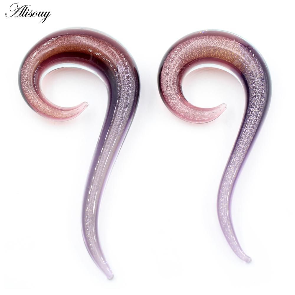 Alisouy 2PCS Red Glass Question Mark Ear Plugs Tunnels Spiral Taper Cartilage Earring Gauges Expander Stretcher Piercing Jewelry
