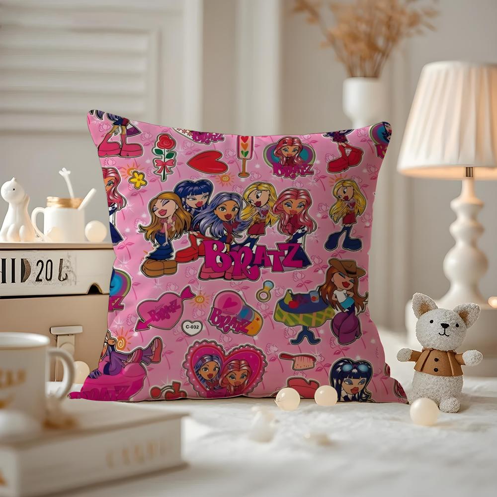 BBratzZ Fashion mMask gGirl Cushion Cover Antidustmite Pillowcase Invisible Zipper Silky Short Plush Sofa Cushion Cover