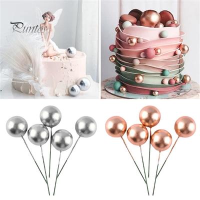 10Pcs Reusable 2 Colors Fashionable Convenient Lovely Spherical Cake Topper Decor Decoration