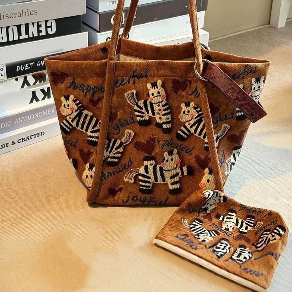 Pony Horse Tote Bag Casual New Year Handag Portable Printed Shoulder Bag  Storage Bag коричневый