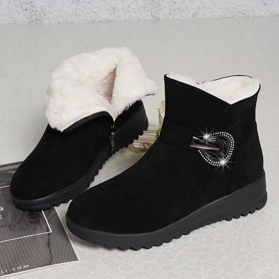 Snow Boots Women's Platform Cotton Shoes Women's New Thick Velvet Matte Short Boots Non-slip Warm Versatile Cotton Boots