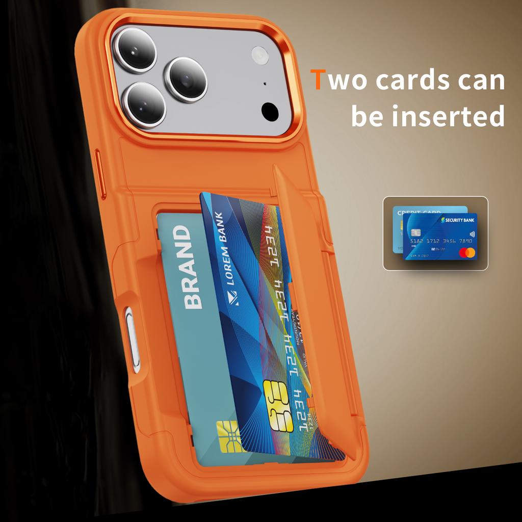 Fold Flip Anti Falling Card Slot Bag Armor Phone Case For iPhone 17 Air 16 15 14 Plus 13 12 Pro Max 11 Shockproof Hard Cover
