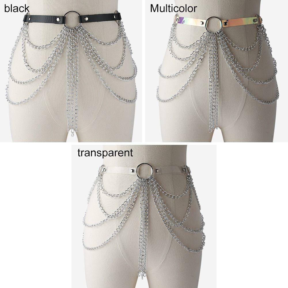 Multilayered Trendy Waist Band Slimming Cummerbands Tassel Pendant Waistband Metal Chain Belt