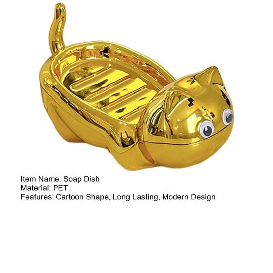 Soap Dish with Automatic Drainage Cute Cat Shape Design Easy Cleaning Soap Holder Soap Tray for Shower Bathroom