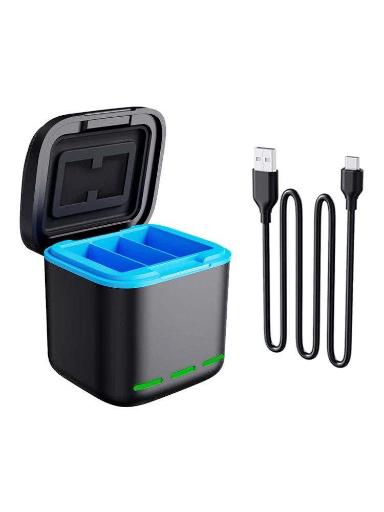 Original Battery Charger For GoPro Go Pro Hero 12 11 10 9 Black 3-Ways Fast Charger with Type C Cable Action Camera Accessories