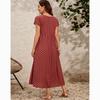 Letnia sukienka vintage z krótkim rękawem i dużym rozmiarem, damska, dekolt w serek, elegancka, swobodna, długa sukienka, damska, linia A, nadruk, luźne, oversize'owe sukienki damskie 24517