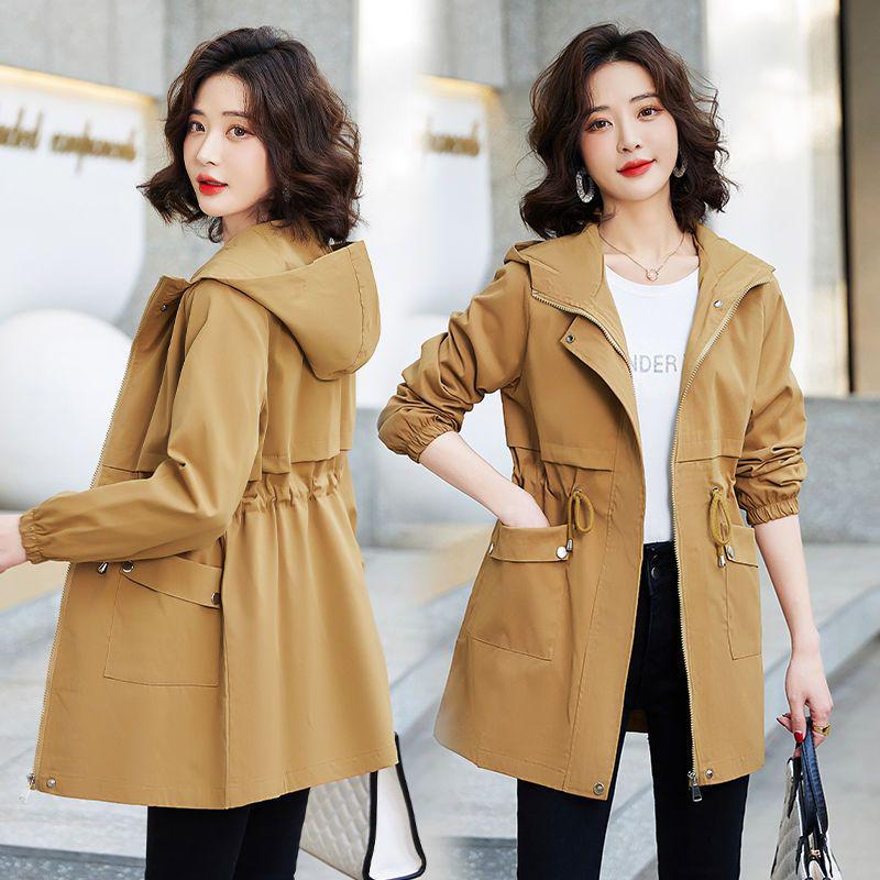 Women s 2026 Korean Style Slim Fit Mid-Length Trench Coat - Spring & Autumn Fashion M хаки