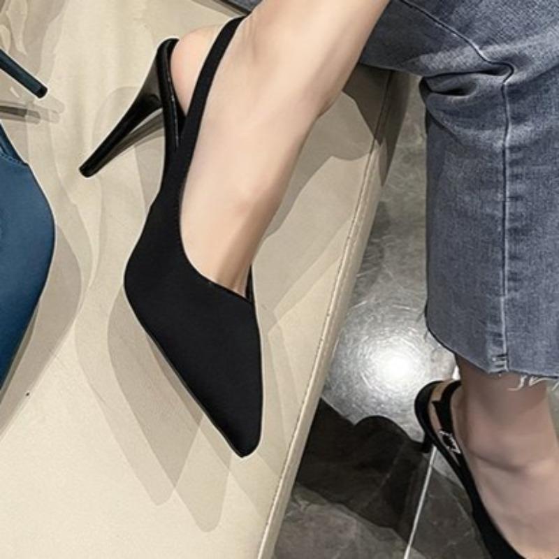 Fashion Baotou Sandals Autumn New Pointed Toe Shallow Mouth One Word Buckle Non-slip Wear-resistant Stiletto