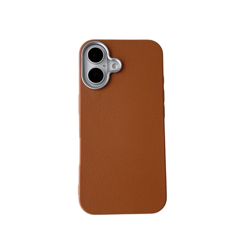 Simple Leather Texture Drop-proof Case for iPhone 16/15/14/13/12/Apple 17 Pro, Solid Color, New Model