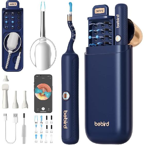 Bebird Earsight Plus R37R Камера для осмотра ушей Набор инструментов для удаления ушной серы, Гибкий ушной эндоскоп Камера-отоскоп Свет, Беспроводной визуальный пинцет для ушей