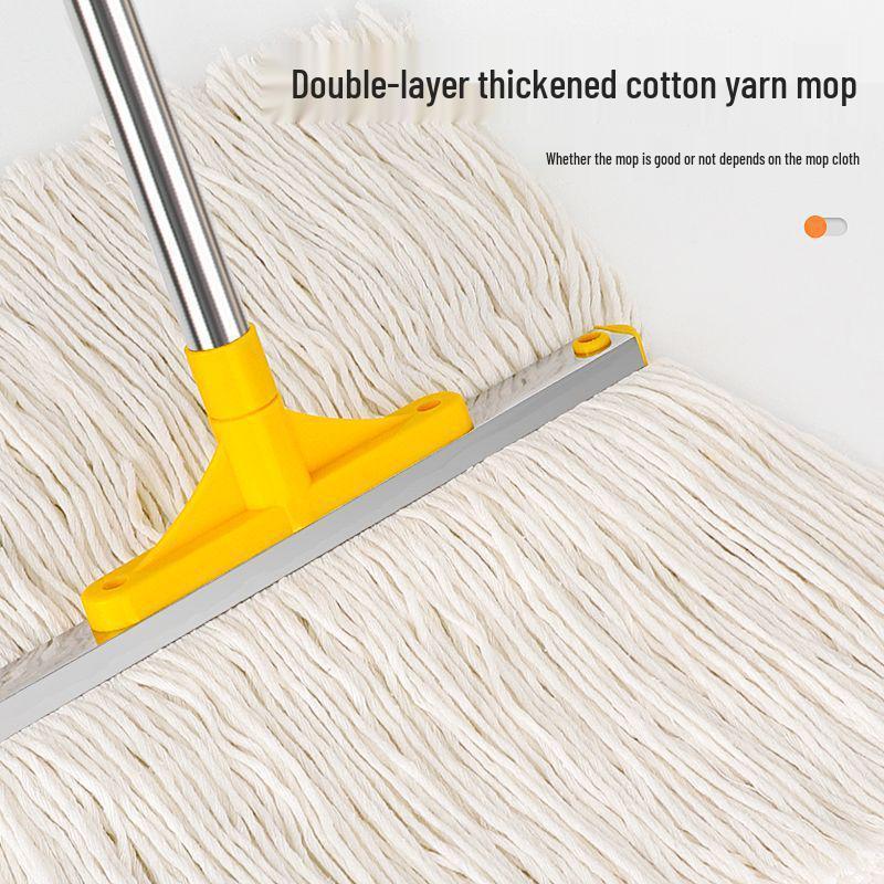 Stainless Steel Cotton Mop with Thickened Dual Use for Dry and Wet Mopping - Extended Long-Handle Broom for Home or Office Cleaning.