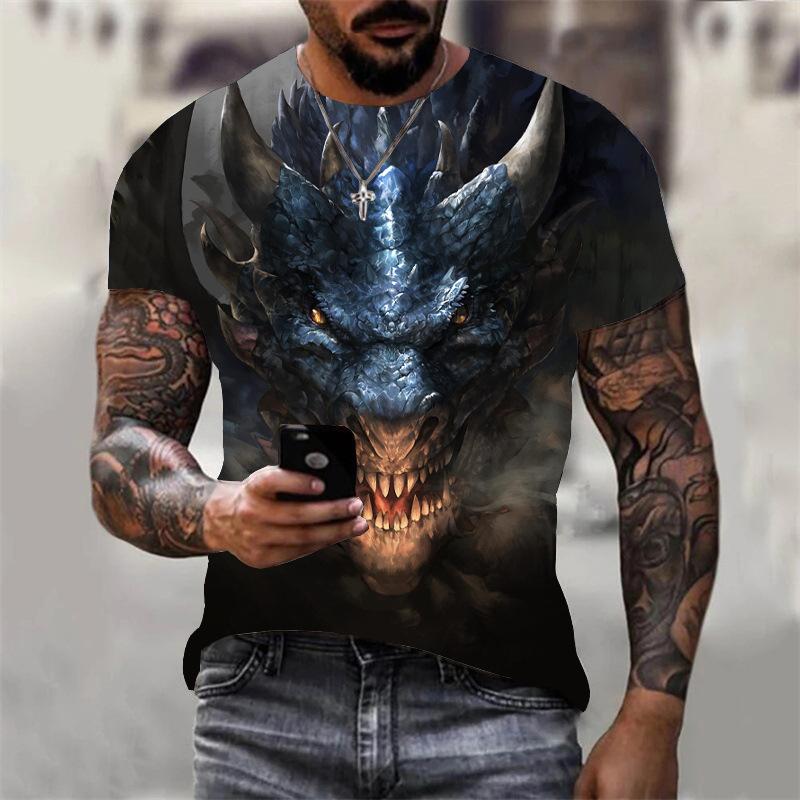 2026 Streetwear 3D Flying Dragon Series Printed Loose Breathable Short Sleeve Personalized Customized Casual T-shirt for Men