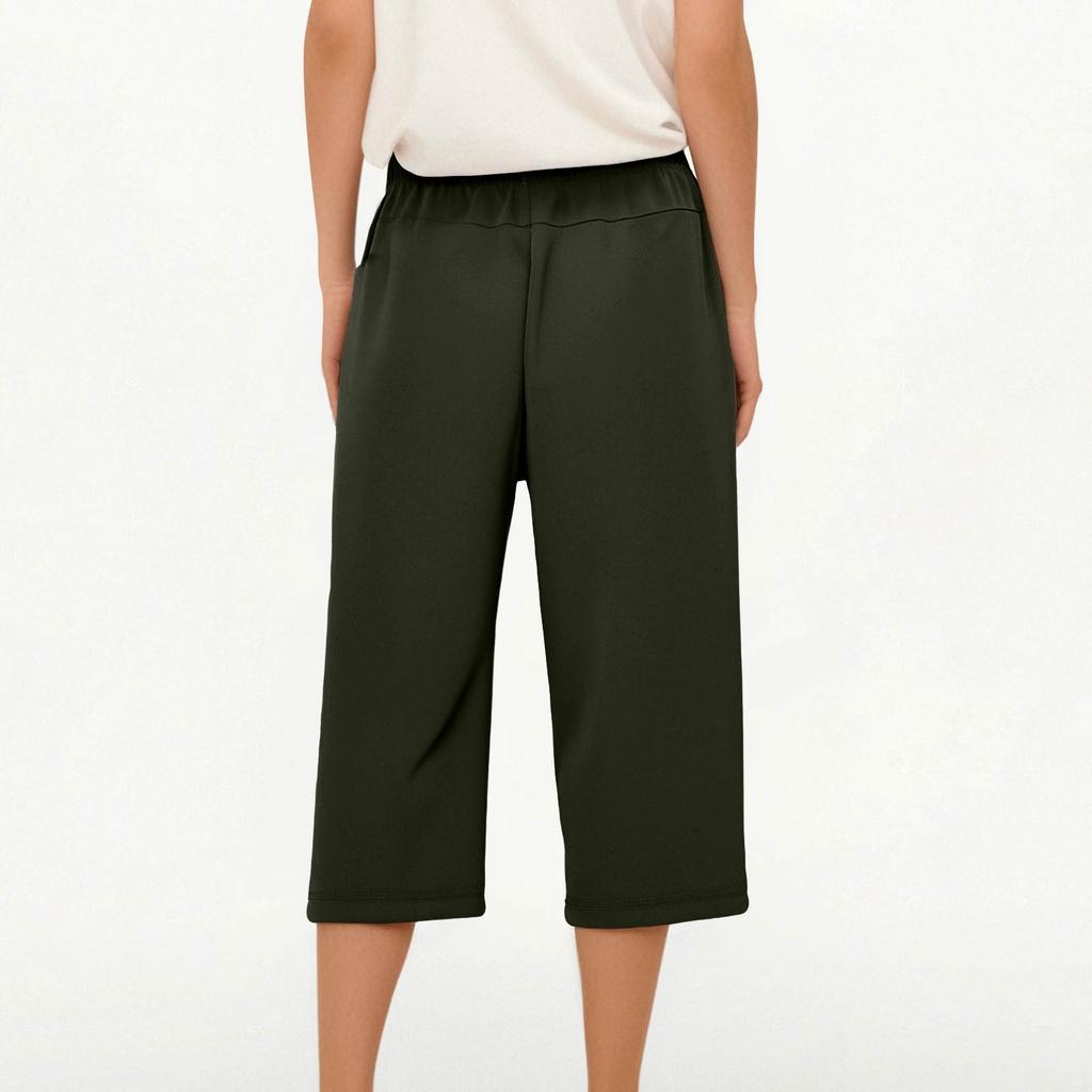 Women Casual Cotton And Linen Solid Drawstring Elastic Waist Long Straight Pants