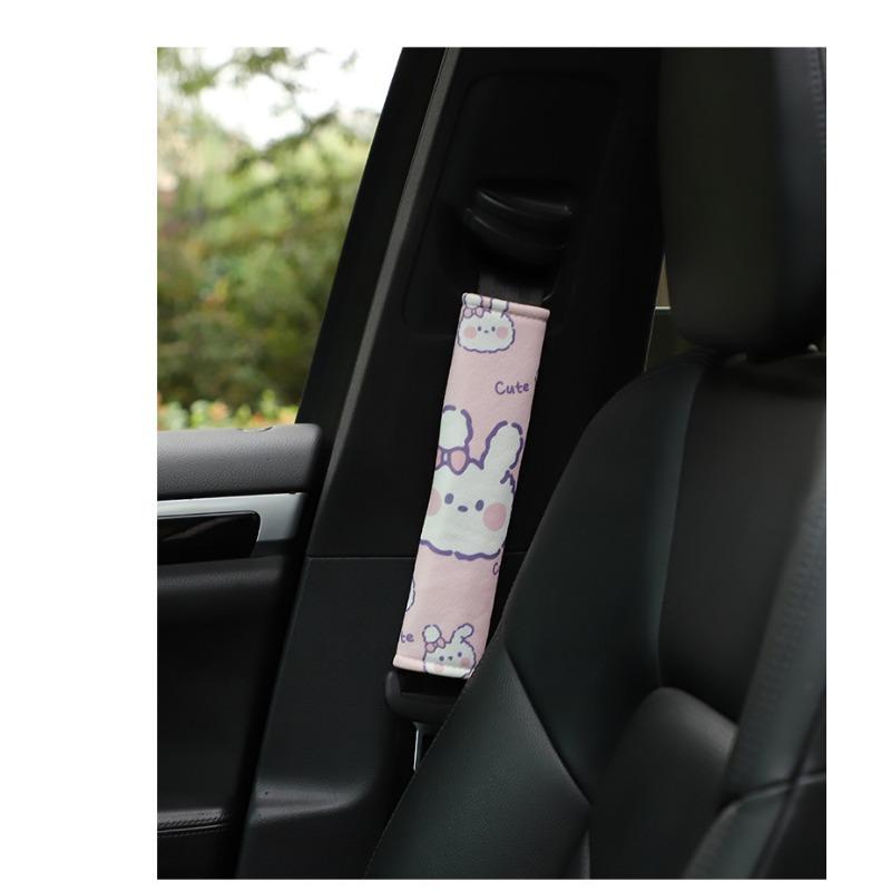 Cartoon Bunny Ice Silk Car Seat Belt Shoulder Pad Cover Anti Chafe Car Accessory