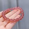 Natural Strawberry Quartz Bracelet – Pink Crystal Luck Beads, Peach Blossom Design, Gift for Women or Best Friend