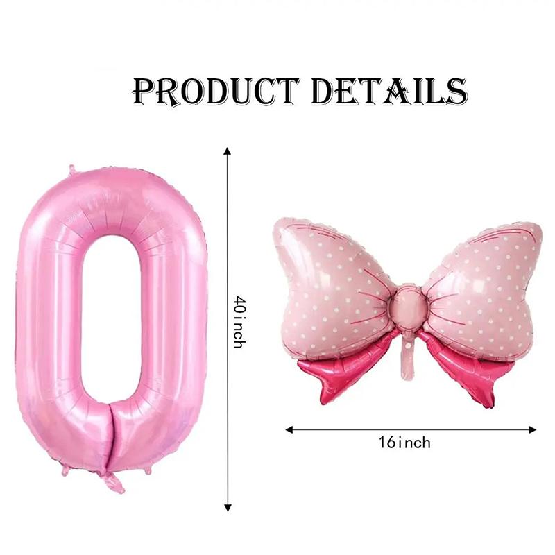 Globos de Cumpleaños con Números 0-9 de 40 Pulgadas Globos Rosas con Lazo de Moño para Cumpleaños de Niñas Princesas Globos para Fiesta de Bodas Globo Gigante con Número