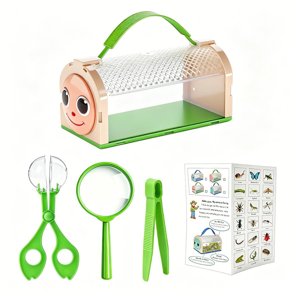 Outdoor Exploration Insect Observation Kit with Portable Carrying Case Magnifying Glass Tweezers and Scissors Educational Tool for Kids