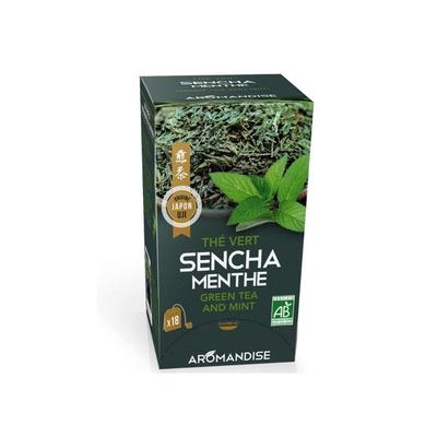 Bio čaj Sencha z Uji Japonsko a Mäta v nálevových vrecúškach - Aromandise