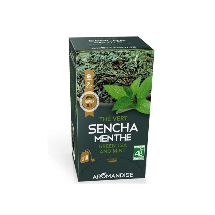 Organic Sencha Tea from Uji Japan and Mint In Tea Bags - Aromandise