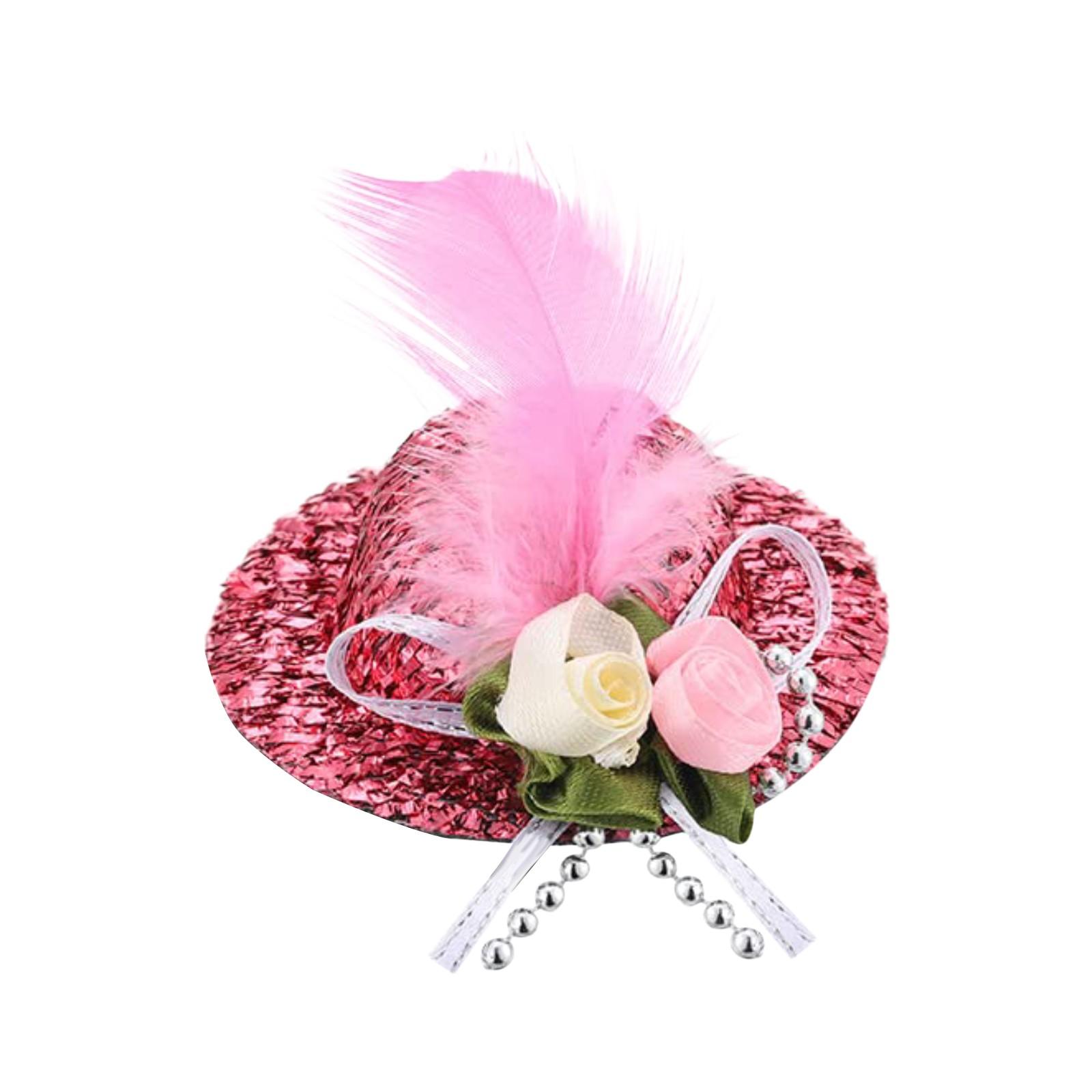 

Куриные шляпы для курицы, маленькие забавные аксессуары для курицы, цилиндр с перьями One Size розовый