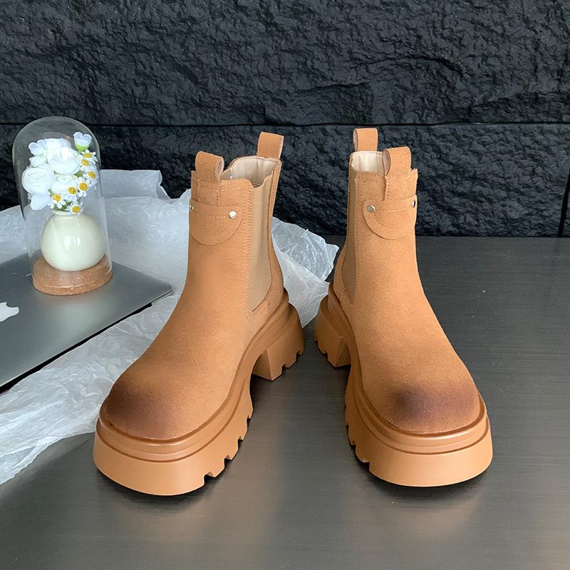 

Thick-soled Western Cowboy Boots Women s Martin Boots Versatile 2024 Short Boots Chelsea Single Boots 40 жовтий