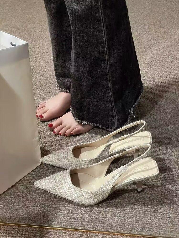 Size 35-43, Large Size Women's Shoes Internet Celebrity Design Sense High Heels Female Middle Heel Fairy Sandals 41 Bag Head French Shoes