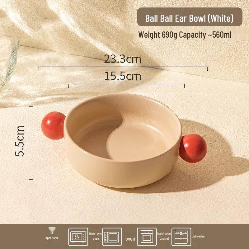 ZISIZ Ceramic Double-Handle Versatile Bowl
