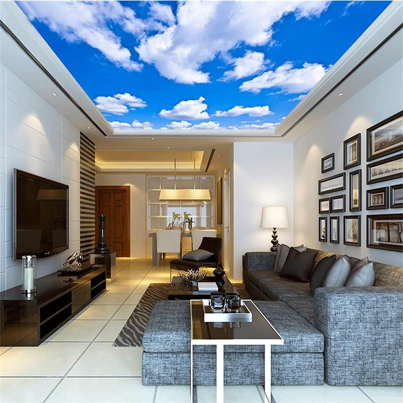 Fototapeta Modrá obloha Stropní 3d Fototapeta Bílé mraky Odnímatelné tapety Dívky Dětský pokoj Obývací pokoj Fototapeta